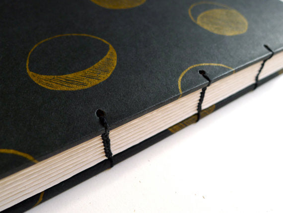 Gold Moon Phase Handbound Journal by Middle Dune